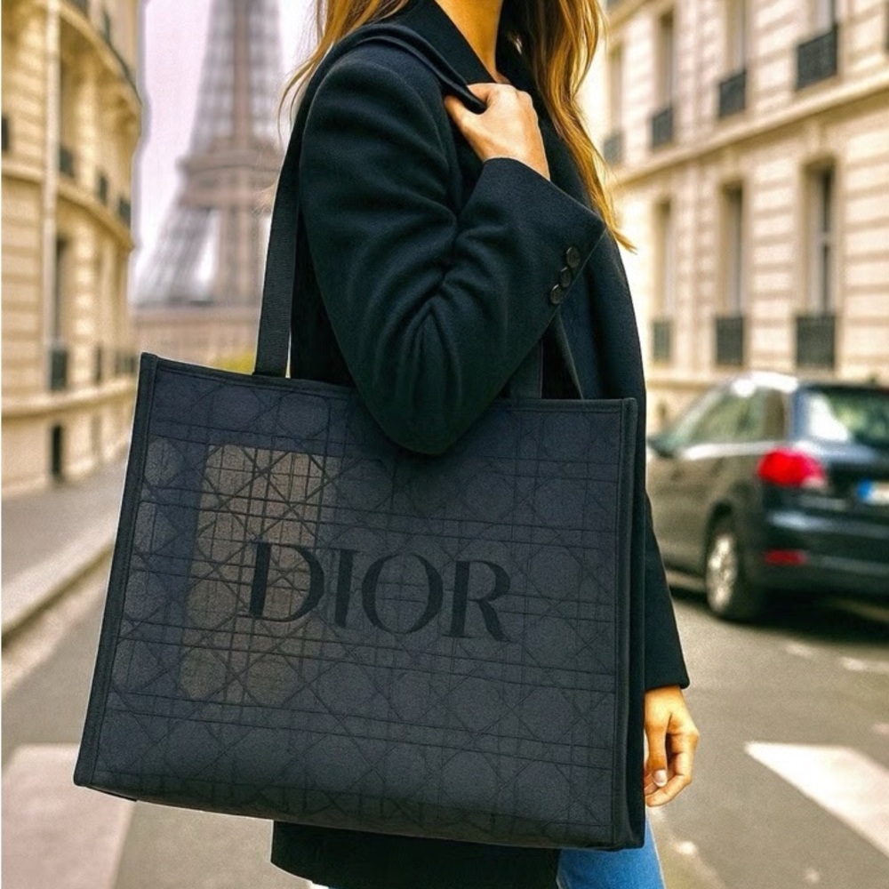 Dior Beauty Black Mesh Velvet Large Tote Bag